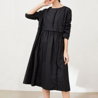 XITAO Dress Black Fashion Casual Long Sleeve Dress