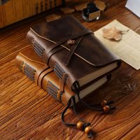 [COD] Top layer cowhide retro traveler notebook leather notepad loose-leaf book magic diary spot