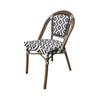 Chair artificial rattan size 50.5x50x84.5 cm.- (Max load 100 kg.) - white/black