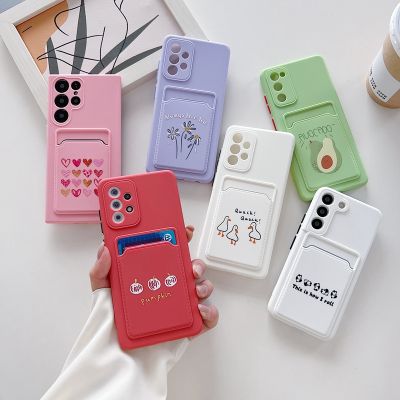「Enjoy electronic」 Cartoon Card Slot Holder Phone Case On For Samsung Galaxy S22 S21 Plus Ultra S20 Fe Fan Edition Note 10 Plus Note 20 Ultra Cover