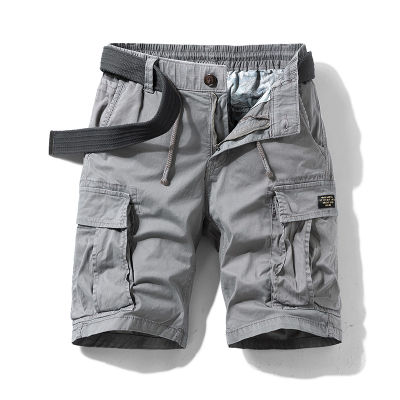 New Summer Solid Color Fashion Cotton Casual Breeches Cargo Men Shorts Men Breathable Quick Dry Multi Pocket Hip Hop Shorts