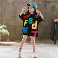 2021 Summer Girl T-Shirt Long Letter Tops For Children Short Sleeve Kids Clothing T-Shirts For Girls Sequins Tees 6-14 Years