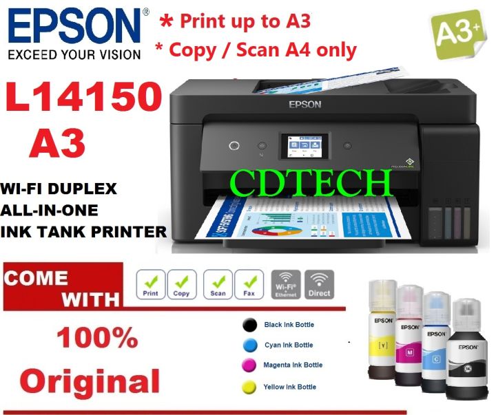 Epson Ecotank A3 L14150 Printer Printscancopyfaxadfduplexwifinetwork Lazada 