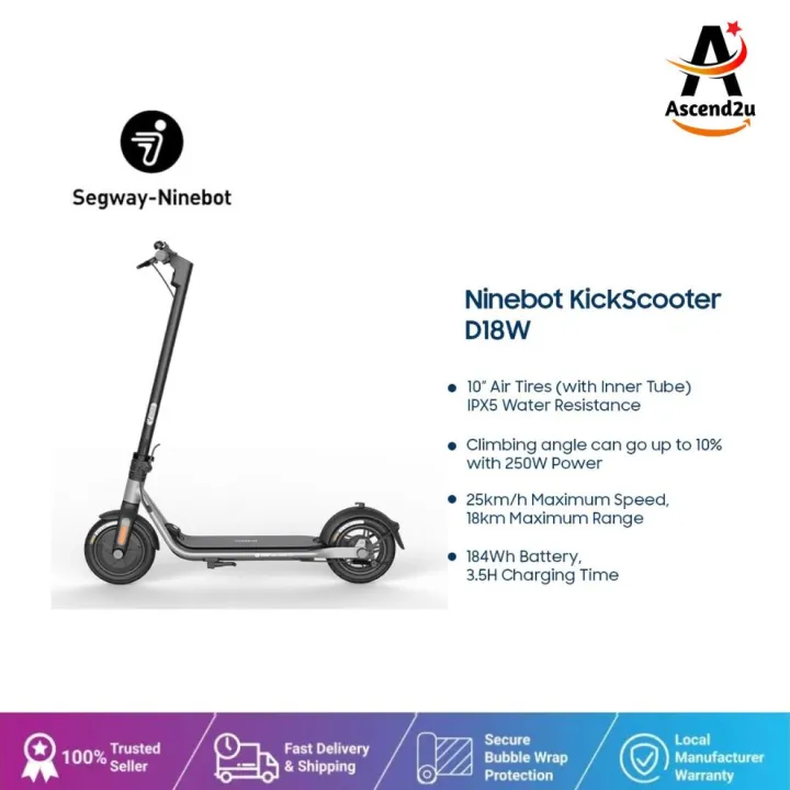 [NINEBOT MY] KICKSCOOTER D18W 10″ Air Tires with Inner Tube, IPX5