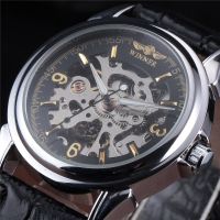 New Winner Luxury Brand Skeleton Watches Men Silver Case Clock Casual Wristwatches Mens Dress Mechanical Automatic Watch Gift