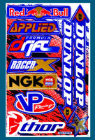 สติกเกอร์ Dunlop VP Racing NGK (สีทอง) สติกเกอร์แต่งรถ สำหรับรถมอเตอร์ไซค์ ติดรถยนต์ หมวกกันน็อค โลโก้ ติดโช๊ค Stickers ยอดฮิต จำนวน 1 แผ่น