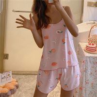 【LZ】✧  Pijama de algodão cartoon feminino shorts e tops loungewear com mangas moda pijamas roupa para casa homewear verão primavera novo