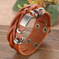 【ร้อน】 Steampunk สร้อยข้อมือหนังสำหรับผู้ชายหนังแท้ห่อสร้อยข้อมือกำไลสำหรับผู้ชายสไตล์พังก์ผู้ชาย39; S อุปกรณ์เสริมสร้อยข้อมือ2019