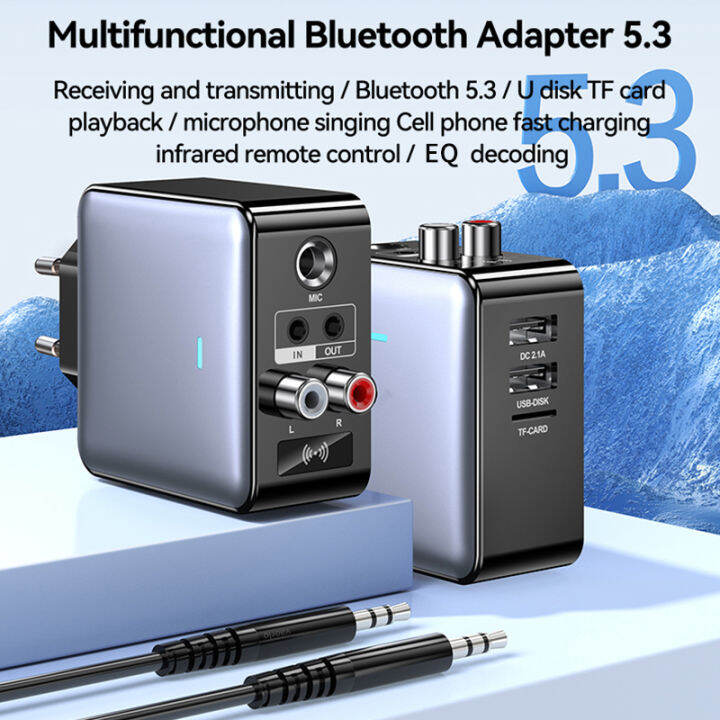 BLUEKAKA Bluetooth 5.3 Transmitter Receiver Build In HD Mircophone ...