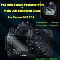 7D2กระจกนิรภัยติดเอง LCD + ข้อมูลด้านบนไหล่หน้าจอเคสสำหรับป้องกันสำหรับกล้อง EOS 7D Mark II