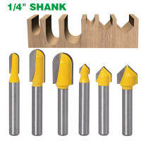 1PC 1/4－6.35MM Shank Milling Cutter ไม้แกะสลัก Rounf Nose Bit 90 องศา V-Groove Router Bits Set Core Box สําหรับงานไม้