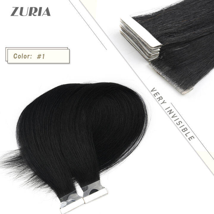 zuria-pu-skin-tape-in-human-hair-extensions-100pure-natural-straight-16-20-24-20pcspack-adhesive-invisible-tape-hand-tie-hair