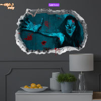 ⚡จัดส่งที่รวดเร็ว⚡3d Vivid สติ๊กเกอร์ติดผนัง Horrible Women Bloody Handprint Wall Decals ภาพจิตรกรรมฝาผนังสำหรับเทศกาลฮาโลวีน Home Decor