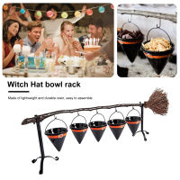 Halloween Snack Bowl Broom Stand Creative Witch Basket for Dessert Biscuit Candy Holder Bowl Display Decor for Indoor Outdoor