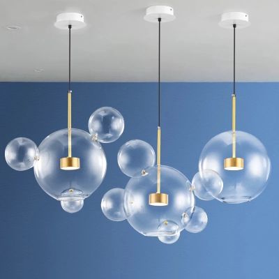Modern Clear Glass LED Chandelier Lighting Living Room Chandelier for Dining Room Bubble Glass Pendant Lights
