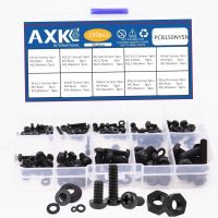 150pcs New Portable M2 M2.5 M3 M4 M5 Nylon Black Hex Screw Bolt Nut Standoff Spacer Assortment Set Non-magnetic with Box