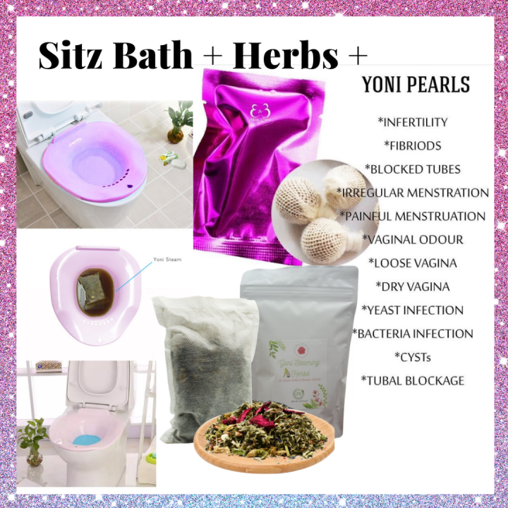 BEST BUNDLE Sitz Bath + Herbs + Vaginal Detox Pearls Womb Wellness Yoni