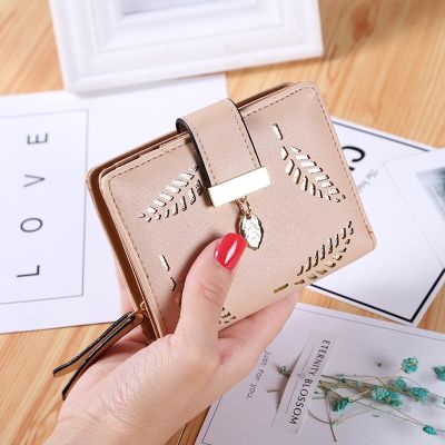 Women Wallet Fashion Purse Female Short Wallets Hollow Leave Pouch Handbag For Women Coin PU Leather Purses Card Holder Carteira