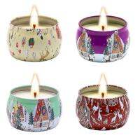 Scented Candles Set 4pcs Christmas Small Candles Set Aroma Candle Gift Set Aroma Candle with Long Lasting and Decorative Design Healthy Mini Scented Candles Bulk superbly