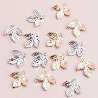 【YD】 20pcs Fashion Three Pendants Leaves Beads Charms Making Necklaces 20x20mm Accessories