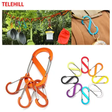1/2/5pcs Aluminum Alloy Multi Tool Outdoor Hook Fishing Acessories Camping  Lock Buckle Fishing Small Carabiner Climbing Snap Clip Keychain Clips RED  5PCS 