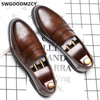 Italian Shoes Men Formal Brand Brogue Shoes Men Leather Coiffeur Shoes For Men Loafers Big Size 48 Sepatu Slip On Pria