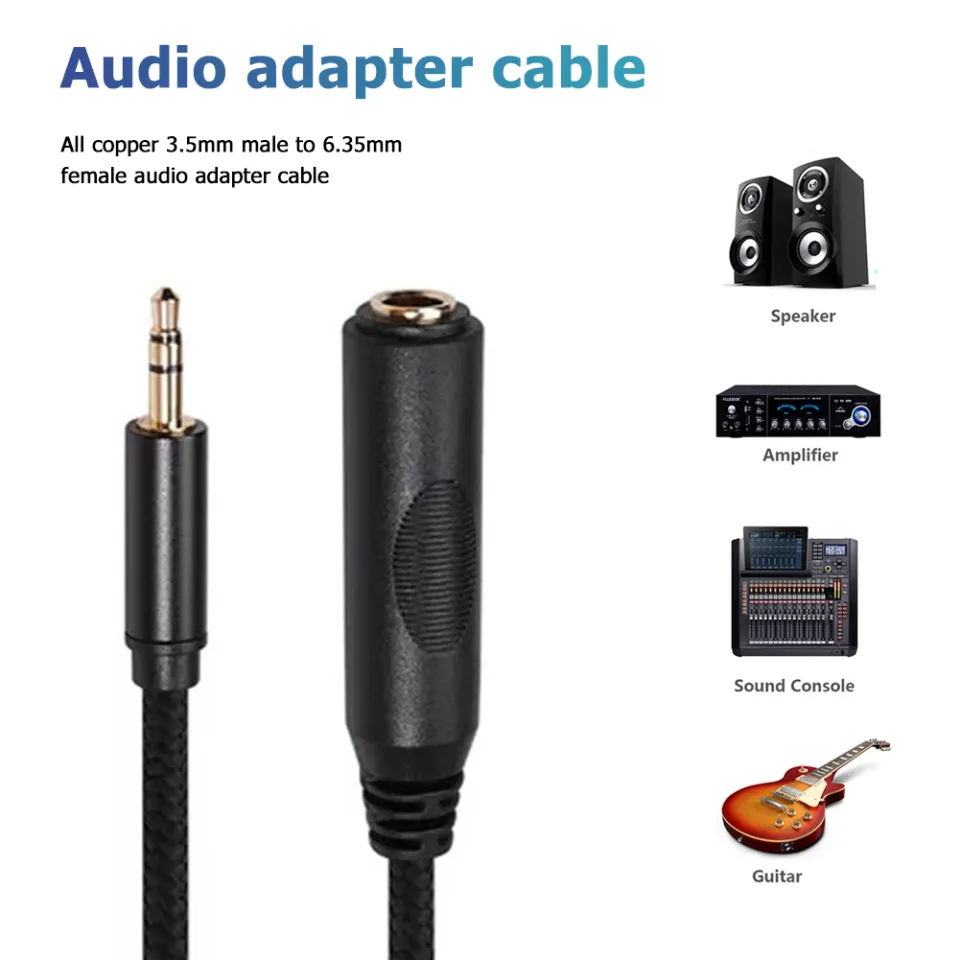 3.5mm to 6.35mm Audio Cable Stereo Audio Cable Jack Stereo Adapter Cable  1/8 1/4 Male for Cellphone Speaker,3m 