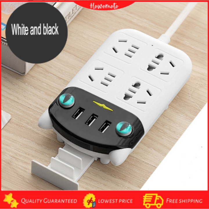 Power Socket 4 Outlets With 3 USB Power Outlet Extension Lead Extension Board Power Strip 10A