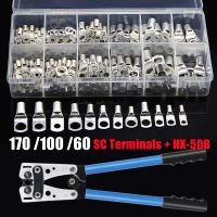 60/100/170Pcs SC Bare Copper Lug Terminal Ring Car Battery Terminals HX-50B Plier Electrical Wire Crimp Connector Automotive Kit