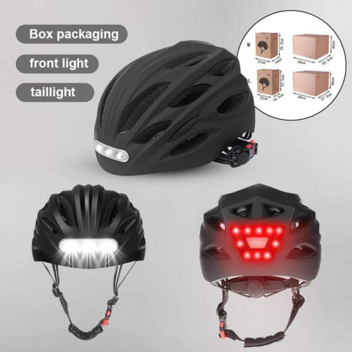MTB Road Bike Downhill Helmet with LED Front Tail Lights Cycling Helmet