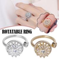 2023 New Arrival Sun Flower Ring Lucky Trendy Adjustable Available Sun Flower For Women Revolving Colors Ring 2 Ring E6Z4