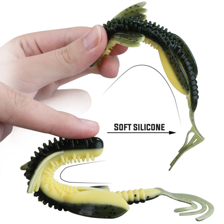 s-ouilang-ใหม่ล่อตกปลานุ่ม2ชิ้นล็อตที่มีหางยาวซิลิโคนประดิษฐ์นุ่มเหยื่อตกปลาจิ๊กโมโหหนอน-swimbait