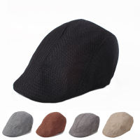 ฤดูร้อนผ้าลินิน Newsboy หมวก Herringbone Bakerboy หมวกสำหรับชายหญิงน้ำหนักเบา Breathable Flat หมวก Apple Beret สำหรับชาย