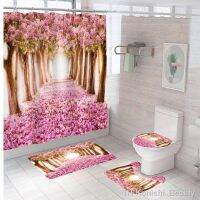 【hot】☾  Bathing Shower Curtain Set with 12 Hooks Toilet Covers for Non-slip Rug Accessories