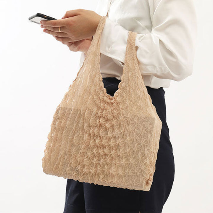 stretch-elastic-large-bag-bubble-capacity-portable-mini-tote-fold-pleated-expansion