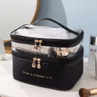 Waterproof PVC Women Cosmetic Bag Portable Traveling Leather Toiletries Organize Storage Make Up Case Transparent Handbag