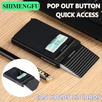 【jw】♛  Pop-Up Card Holder Protection Aluminum Men Wallet Elasticity Back ID Credit Cardholder Purse