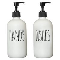 Soap Dispenser Set 2 Pack,Contains Dish Soap Dispenser and 16 Oz Glass Soap Dispenser with Pump