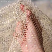 ✐ Half Yard Hard Tulle Mesh Fabric Transparent Plaid Net Fabric Golden Silver Apparel Mesh Cloth DIY Sewing