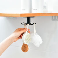 【cw】Kitchen Organizer Rack Utensil Holder Wall-mounted Utensils Hanger Supplies Organizers Rotatable Rack with 6 Removable Hooks