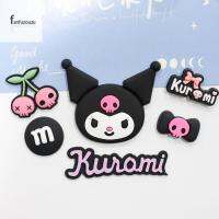 FANFUZOUZU 5pcs อุปกรณ์เครื่องประดับอัญมณี เครื่องประดับ DIY Kuromi แพทช์พวงกุญแจ แพทช์ตุ๊กตา3D คาวาอิ พีวีซีพีวีซี อุปกรณ์เสริมรองเท้า