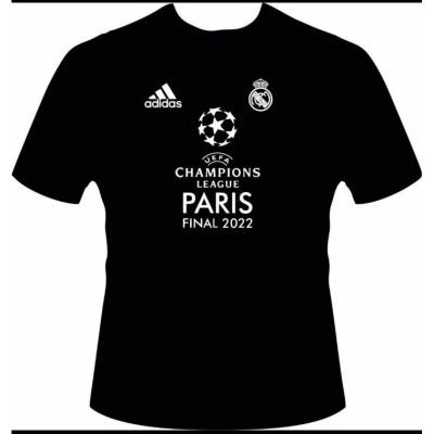 เสื้อยืดพิมพ์ลายแฟชั่น เสื้อยืด ลาย REAL MADRID FINAL CHAMPION PARIS DISTRO 2023  11SH