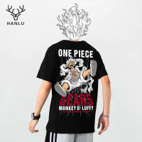 Hanlu One Piece Luffy เสื้อยืดผู้ชาย luffy gear 5 เสื้อยืดแขนสั้นสำหรับผู้ชายเสื้อยืดอะนิเมะญี่ปุ่น