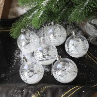6pcs White Snow Ball Christmas Ornaments Christmas Tree Decorations Clear Baubles Balls Hanging Xmas Decorations for Home Natale
