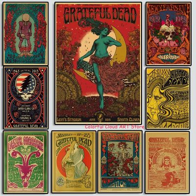 Dead Psychedelic Rock Band โปสเตอร์ภาพวาดผ้าใบพิมพ์ภาพผนังศิลปะสำหรับ Modern Home Coffee Bar Wall ตกแต่ง (ไม่มีกรอบ) New