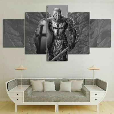 Zhangyanhui2 Knight Templar Warrior Medieval Themed Poster, Set Of 5 Canvas Picture Prints, Wall Art Canvas Painting, Ideal Wall Decor For Living Room, Unframed 5 Pieces