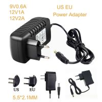 อะแดปเตอร์แปลงไฟฟ้า100-240V AC เป็น DC อะแดปเตอร์เครื่องชาร์จอุปกรณ์12V1A2A 9V0.6A EU US Plug 5.5Mm X 2.5Mm สำหรับไฟแถบไฟ LED 1ชิ้น