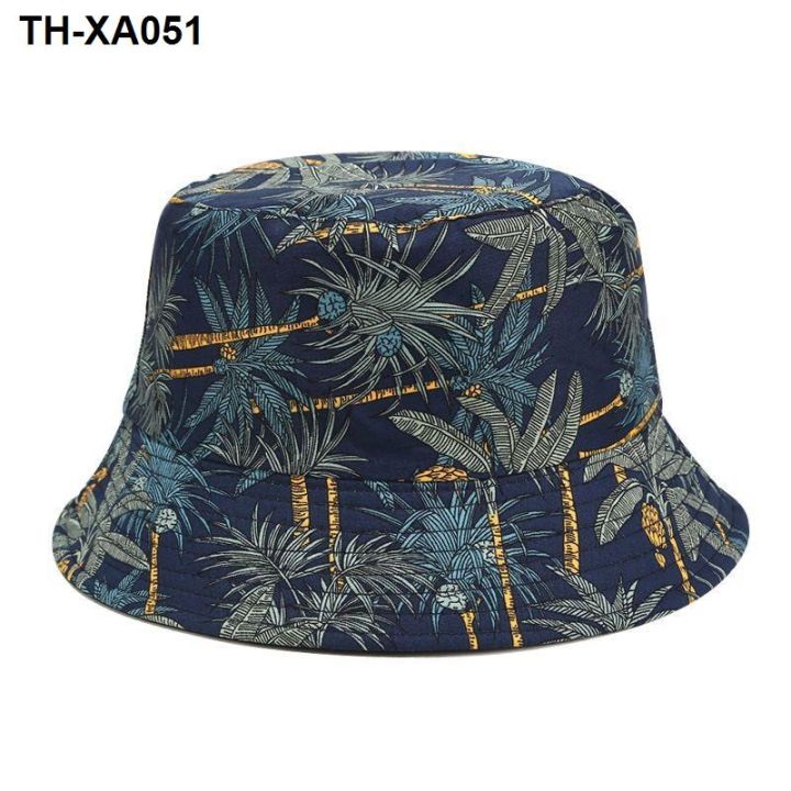 banana-tree-printing-fisherman-hat-men-and-women-spring-summer-double-sided-wearing-basin-travel-sun