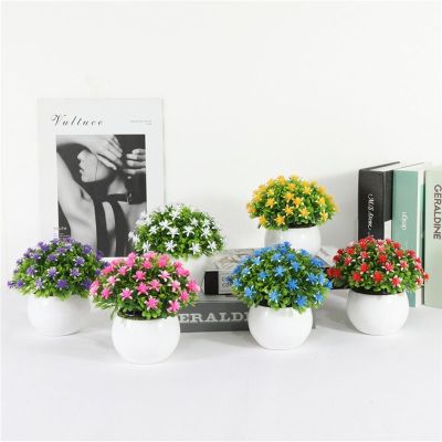 Artificial Potted Grass Plastic Plants Green Bonsai Tree Fake Flower Art Home Room Official Desk Decorations Ornaments