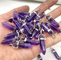 【CC】❖❇◎  Gem Stone amethyst Turquoise Hexagonal Pendulum Reiki Pendants Jewelry Making Necklaces 24Pcs